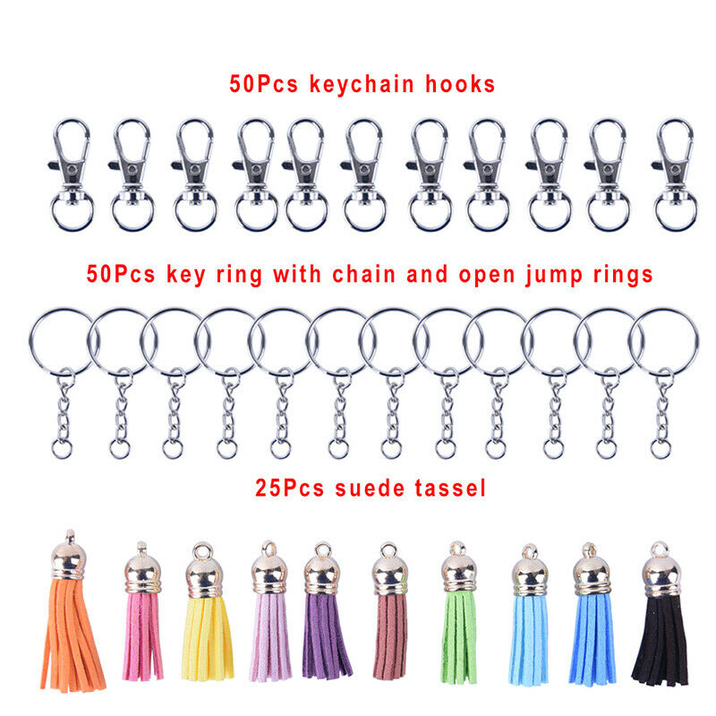 125Pcs/Set Key Chain Ring Pendants Tassel Bulk for DIY Crafts Jewelry MakiES