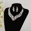 Luxury Rhinestone Crystal Earrings and Necklace Costume Bridal Jewelry Sets