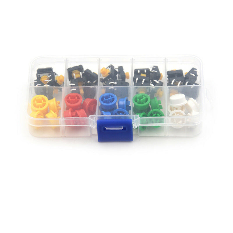 25Sets Momentary Tactile Push Button Touch Micro Switch4P PCB Caps12x12x7.3mm Gw