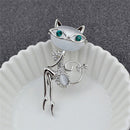 Fancy Opal Rhinestone Crystal Little Cat Brooch Pin Animal Cute Sexy Jewelry  ME