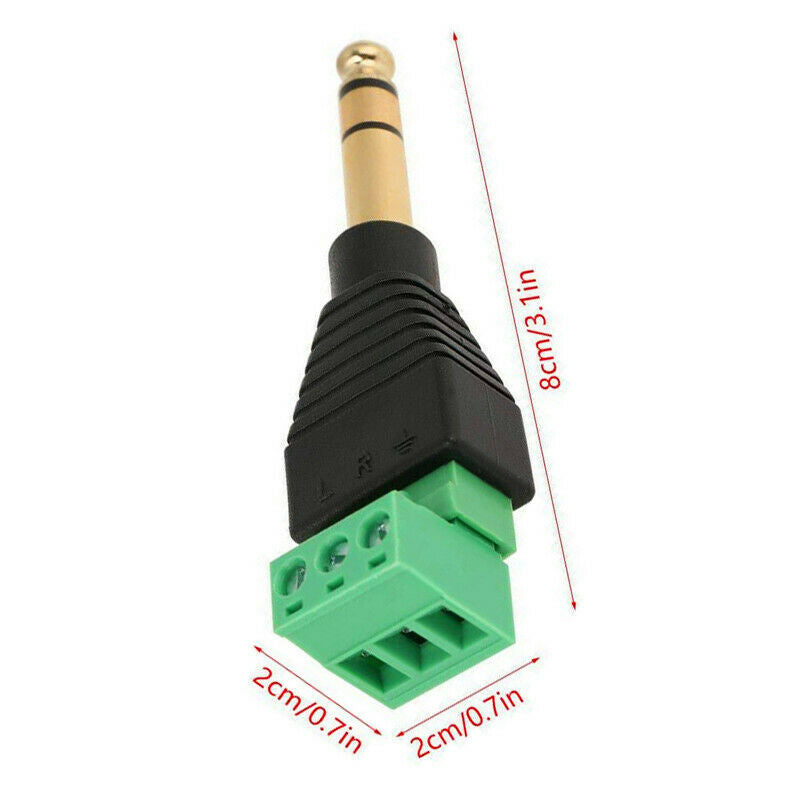 6.35mm 1/4 Stereo Audio Male to AV 3-Screw Terminal Female Adapter ConnectorH6S1