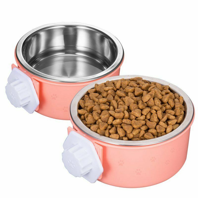 Stainless Steel Removable Crate Bowl For Dogs, Cats, Small Animals,14 Oz Pi X7N5