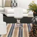 Clear Glass Pillar Candle Holder, Dual Use Taper Candle Stand for Pillar or D1K7