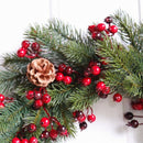 Decorated Artificial Christmas Wreath Green Branches with Pine Cones Red Be
