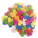 100pcs Sweet Love Heart Wood Buttons 17 x 20mm Sewing Buttons for Cardmaking