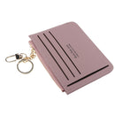 Short Leather ID Credit Card Holder Casual Wallets Coin Purse with Keychain