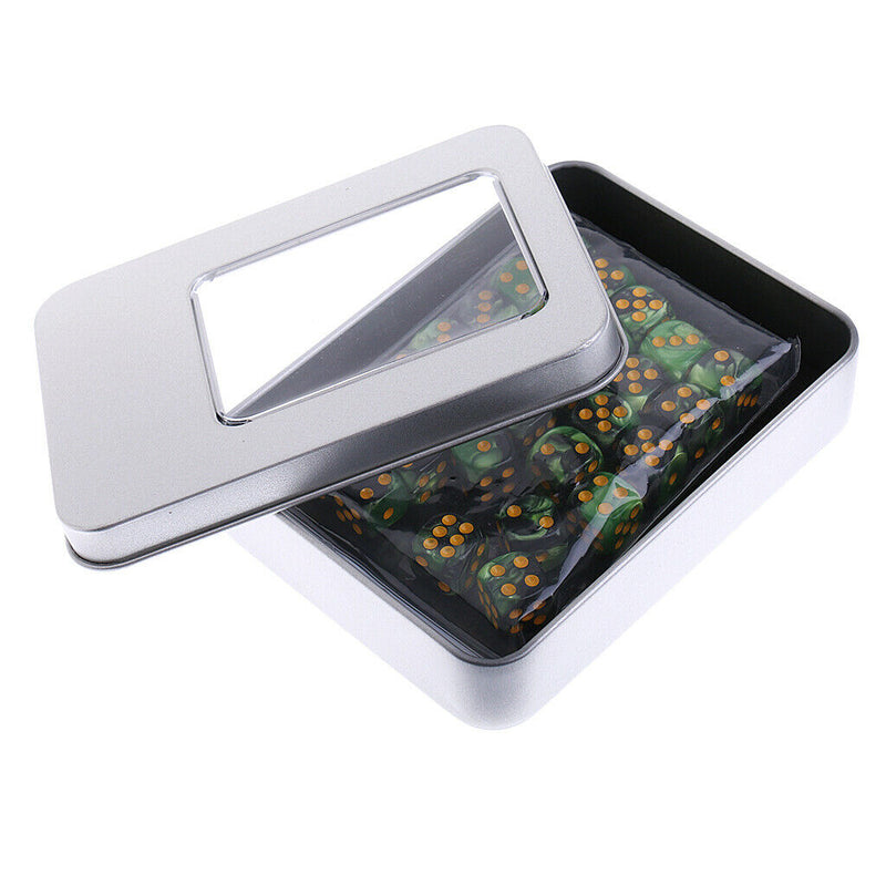 Pack of 60 Double Colored D6 Dices Acrylic with Iron Box for Party Casino Board