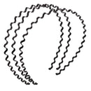 3 Pcs Wavy Design Black Metal Hair Hoop Headband Ornament for Women