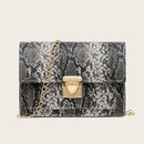 Women Serpentine Shoulder Handbag PU Leather Chain Small Crossbody Bags A