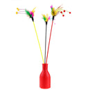 5pcs Funny Elastic Plastic Long Pole Colorful Flower Sticks Feather Tease A