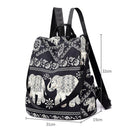 Multifunction Anti-Theft Backpack Oxford Print Lady Shoulder Bag (Elephant)