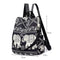 Multifunction Anti-Theft Backpack Oxford Print Lady Shoulder Bag (Elephant)