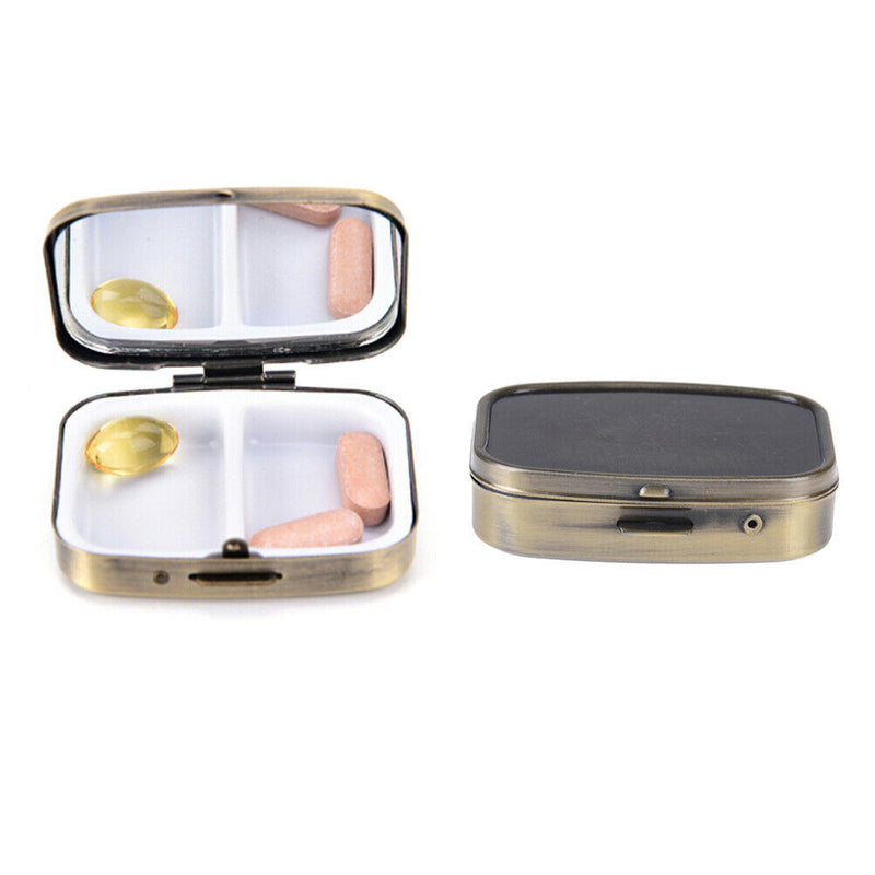 2Grid Moistureproof Metal Folding PillCase Medicine StorageOrganizer ContainerBX