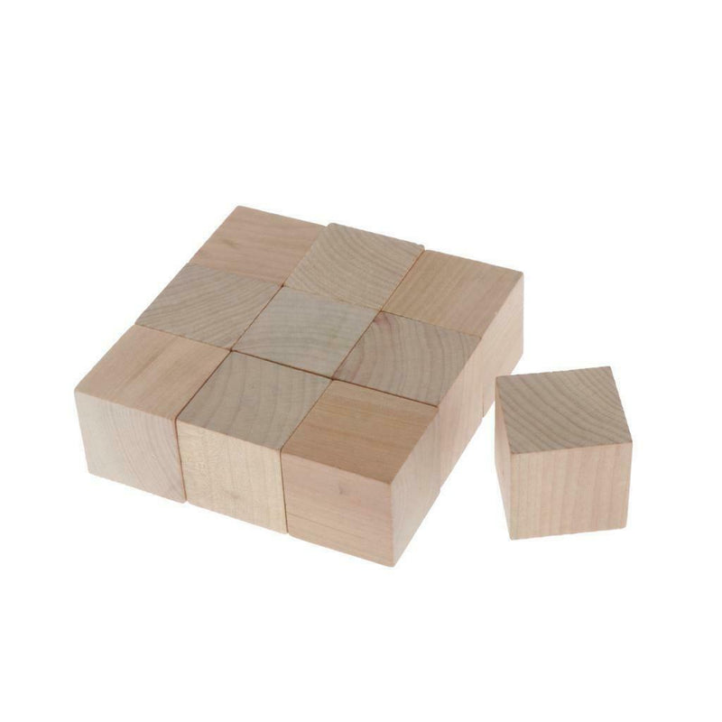 5cm Wooden Cubes, 10pcs Unfinished Square Wood Blocks for Kids Math Teaching,