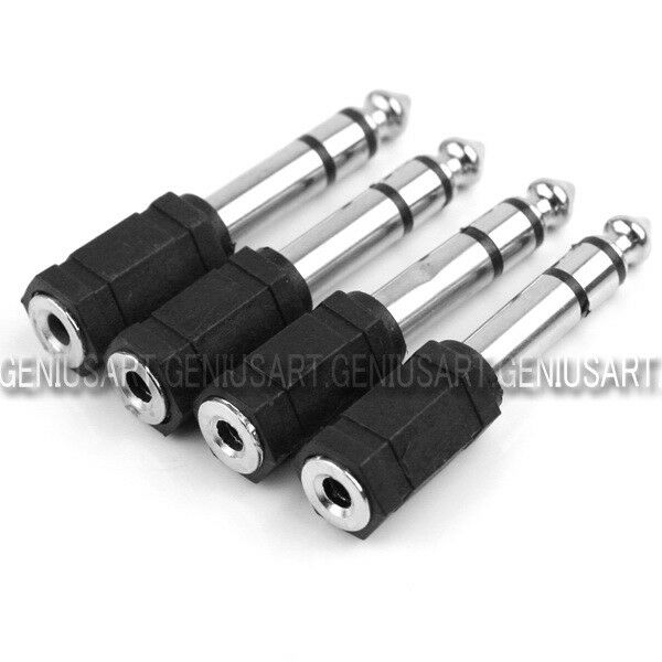 4x 6.35mm 1/4" Male plug to 3.5mm 1/8"Female Jack Stereo Headphone Audio Adapter