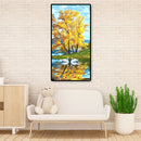Full Drill Round Diamond Painting Swan Lake Cross Stitch Mosaic Home Decor