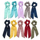 Fashion Chiffon Ribbon Girl Hair Ponytail Elasticity Solid Color Headwear A