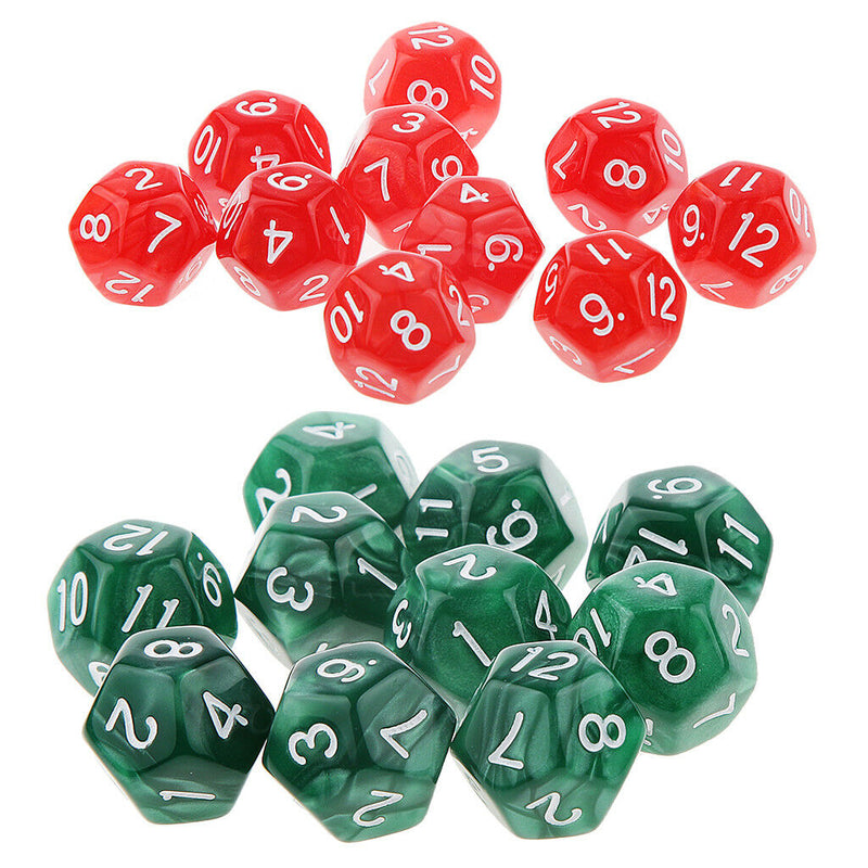 20 Pieces Acrylic Gem Polyhedral Dice Set Colored 12-Sided Game Dice Set 1cm