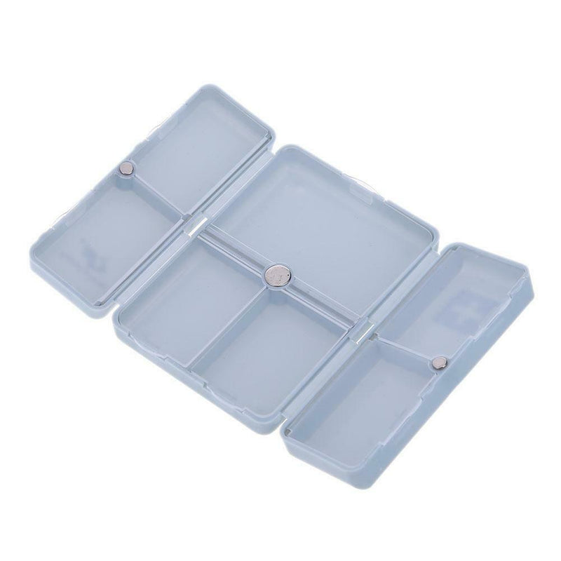 7 Grids Weekly Pill Box Magnet Lid Tablet Storage Box Pill Splitter(Blue)
