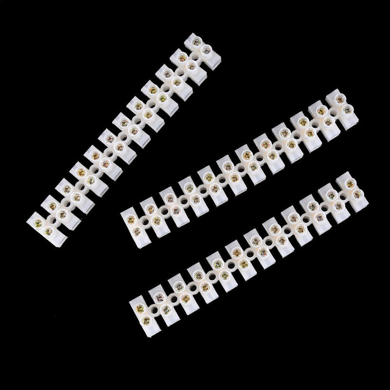 3 Pieces 10Amp 12 Way Barrier Screw Terminal Block Wire Connector Strip 3C