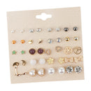 20 Pairs Stud Earrings Set Flower Butterfly Angel Wings Cubic Zirconia Jewelry