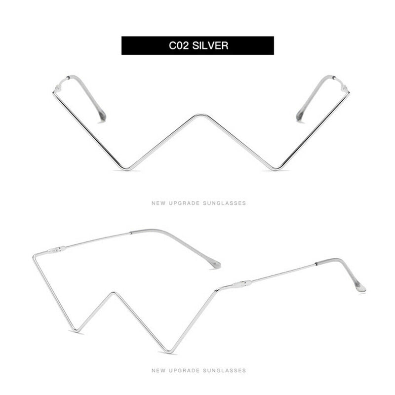 2 Pieces Women Frame Glasses W Shaped Small Half Frame without Lens