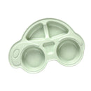 Baby Kids Food Dish Tray Plate Food Meal Dinner Bowl with Compartment Green