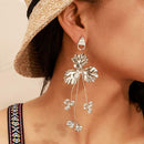 Fashion Leaves Earrings Flower Long Dangles Women Statement Jewelry Gift
