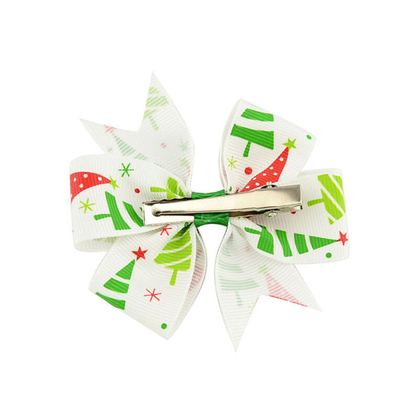 6Pcs Girl Christmas Holiday Gift Snowflake Ribbon Hair Bows Clip Girl HairpiN`US