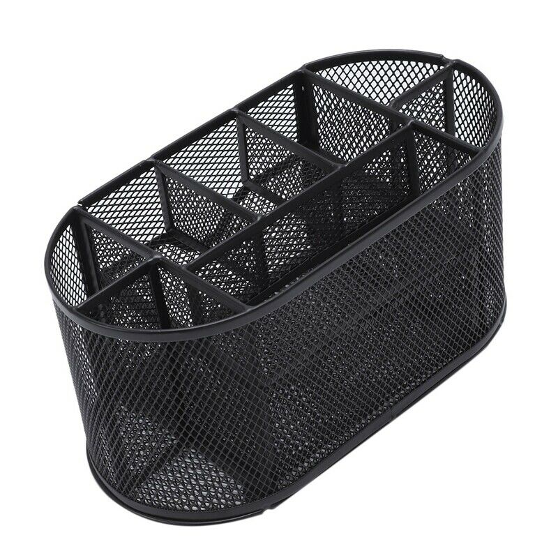 Multifunctional 9 Components Table Metal Desktop Storage Box (Black) J8N7