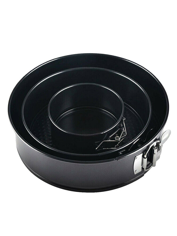 3PCS 12/18/24cm Round Cake Tin Non-stick Spring Form Loose Base Baking Pan Tray