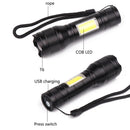 Portable T6+COB LED Light 3 Modes USB Charging Flashlight 1000LM Torch Lamp