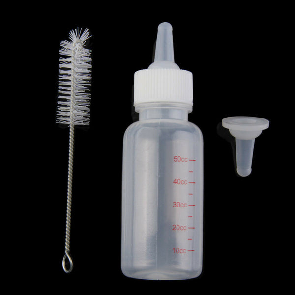 50cc Pet Puppy Kitten Milk Nursing Care Feeding Bottle Brush Nipple Replace Kit