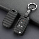 For Chevy Buick Regal Cruze Flip Car Key Fob Chain Ring Case Cover Carbon Fiber