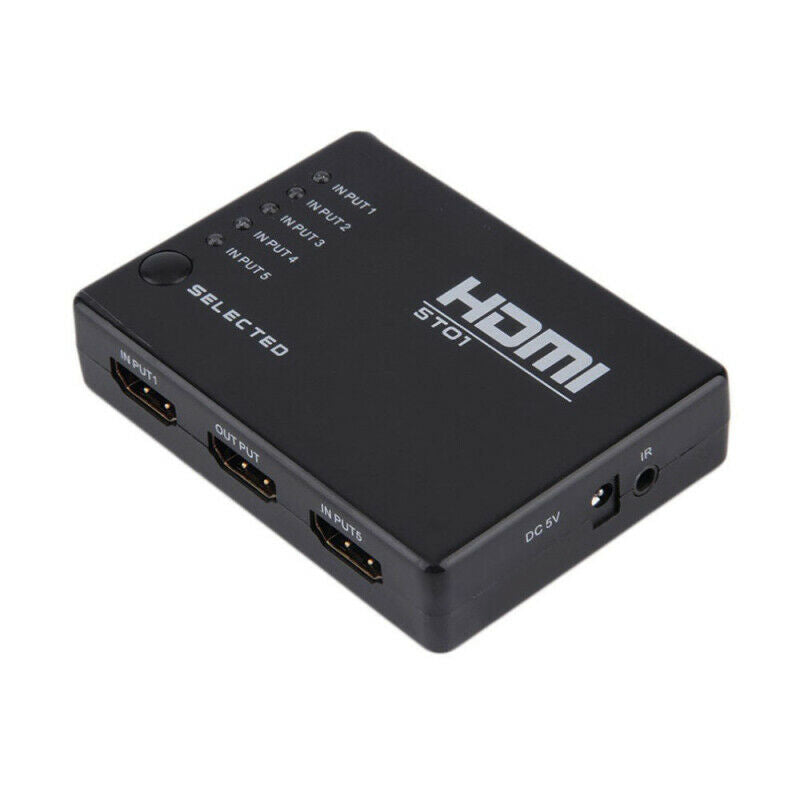 5 PORT HDMI Splitter Switch Selector Switcher Hub+Remote 1080p For HDTV ZKZ