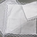 5pcs Lady Cotton Handkerchiefs Lace Trim White Hanky Kerchief  Square