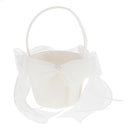 Beige Flower Girls Basket  Bow Long Ribbon Basket Wedding Supplies