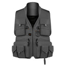 Multi Pocket Photography Hunting Fishing Vest Jacket Waistcoat Gray L Fabric