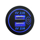 Motorcycle 4.2A Dual USB Charger Socket Outlet with Touch Switch + 2 Terminals