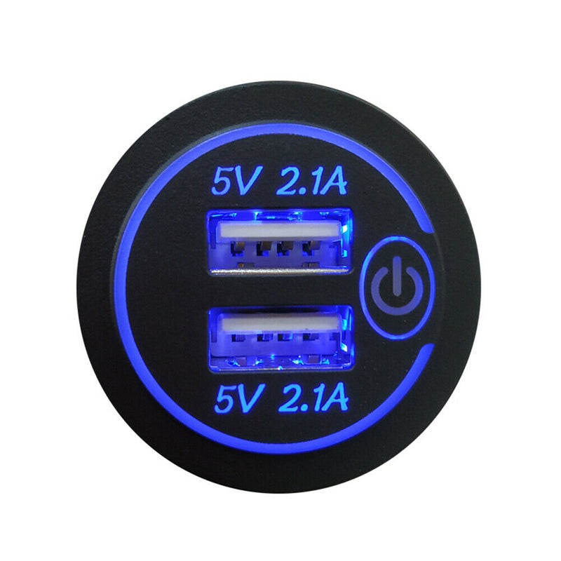 Motorcycle 4.2A Dual USB Charger Socket Outlet with Touch Switch + 2 Terminals