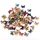 100 ASSORTED COLORS BUTTERFLY SHAPED WOODEN BUTTONS FLATBACK 2 HOLES 28x21mm