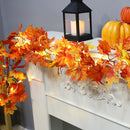 1.7M LED Lighted Fall Autumn Pumpkin Maple Leaves Garland Thanksgiving Decor AU