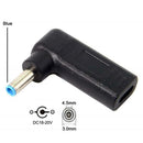 Type-c Female To 4.5*3.0mm Male 90 Degree Angle W/PD Chip DC Laptop Charger