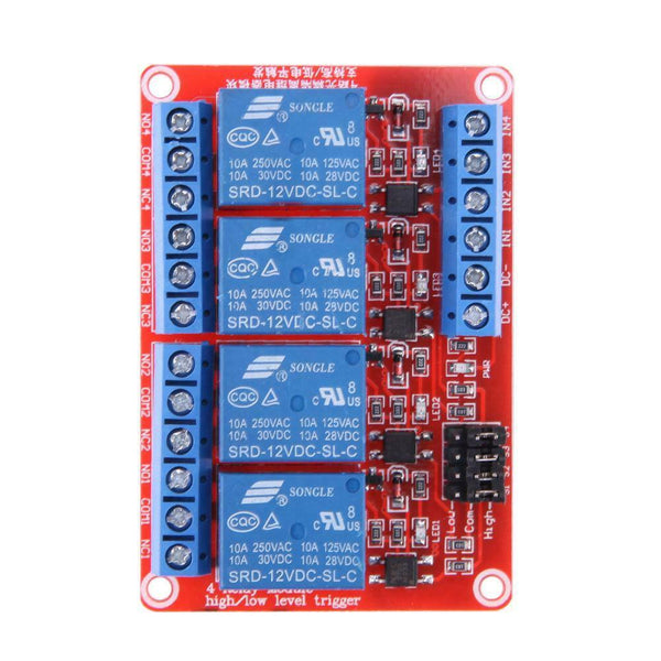 4-Channel 12V Relay Module with Optocoupler H/L Level Triger for Arduino