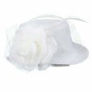 White Feather Organza Mini Top Hat Flower Hair Clip Fascinator Bridal Weddi A6Z5