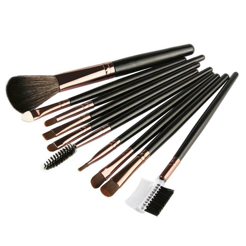 10pcs Makeup Brushes Set Eye Shadow Eyebrow Foundation Beauty Tools(Coffee)