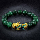 Feng Shui Green Obsidian Alloy Wealth Golden Pixiu Bracelet Good Lucky Jewelry