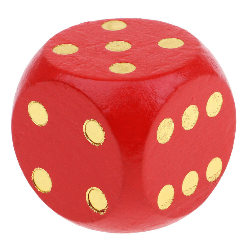2x Large 5cm Wooden Dice D6 Six Sided Dies for D&D RPG MTG TRPG Red+Yellow