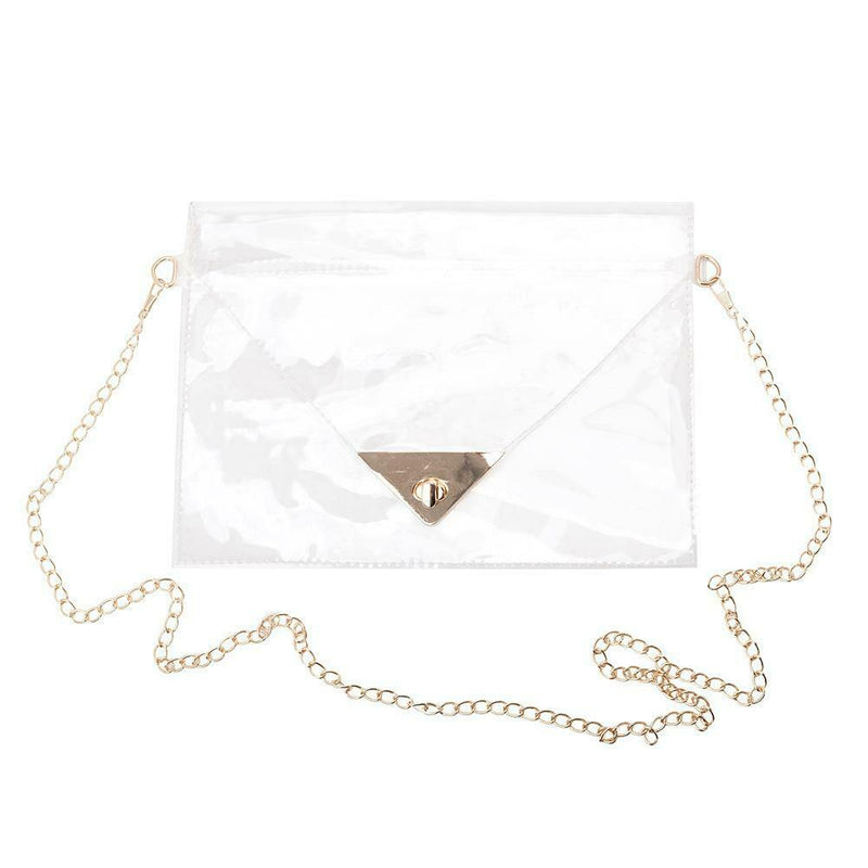 WomenTransparent PVC Envelope Messenger Bags Crossbody Clutch Totes (Clear) A