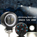 3.2Inch 20W Waterproof Round LED Work Light Bar 6500K For Motorcycle Offroad Hn